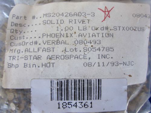 Aircraft Airplane Fasteners Rivet - ALLFAST - TRI-STAR - Part # MS20426AD3-3