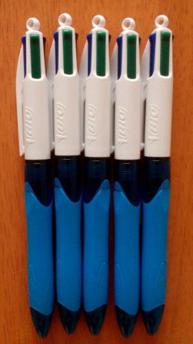 New original 5 x BIC 4 colour grip ballpoint pen 4 DIFFERENT INKS IN ONE PEN !!!