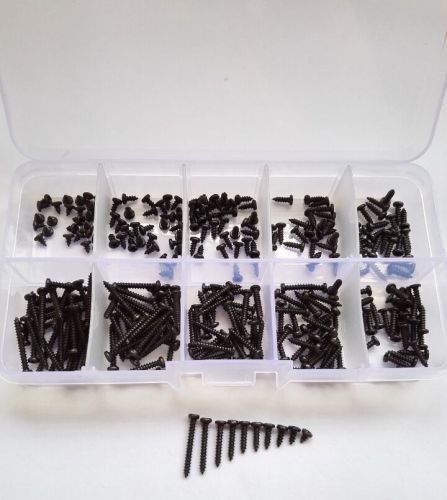 300pcs M2 Philips Round Head Self Tapping Screw Bolt Assortment Kit Set Black