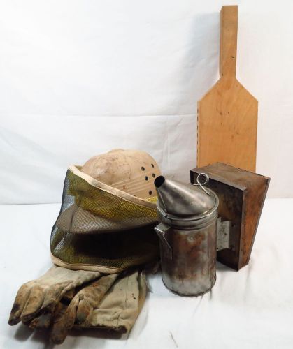 * Lot of Bee Keeping Equipment, Kelleys Smoker, MeshHat, Gloves, Honey Squeezer