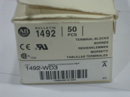 NEW 1492-WD3 allen bradley double deck white terminal blocks box of 50 2 circuit