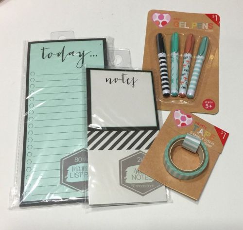 Target dollar spot mint collection notepad washi tape gel pens for sale