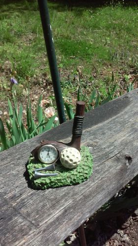 GOLF BALL &amp; CLUB % TEES WITH CLOCK BUSINESS CARD HOLDER