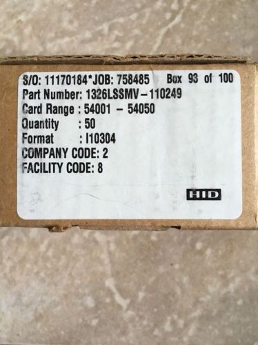 BOX OF 50 UTC FIRE &amp; SECURITY ACCESS CONTROL PROXICARD TPZ-CPP2-1-50PKG