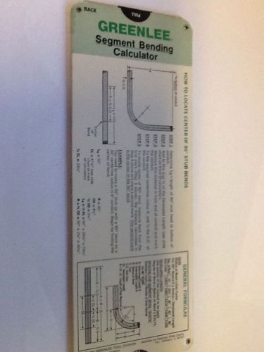 Segment Bending Calculator, Slide Rule Used