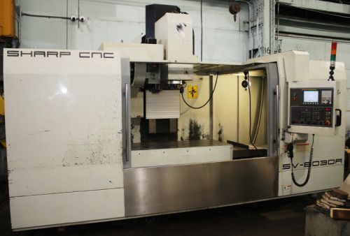 2008 sharp sv-6030 vert mach ctr. w/fanuc 0im, spdl chiller, etc. for sale