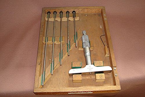 DEPTH MICROMETER, 4in BASE, 6 RODS, 0-6in, MITUTOYO 129-132  .001in