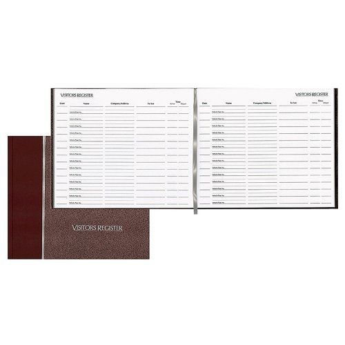 Rediform NATIONAL Hardcover Visitor Register Book, 128 Pages, Burgundy Cover,