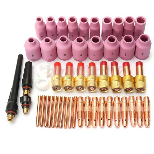 Tig gas lens collet body consumables kit fit wp 17 18 26 tig welding torch 51pcs for sale