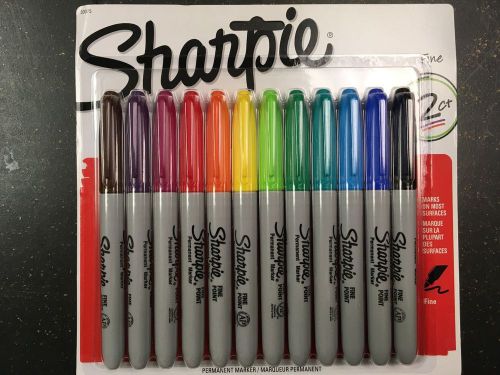 2 x sharpie fine point permanent markers assorted colors 12ct pack=24 markers for sale