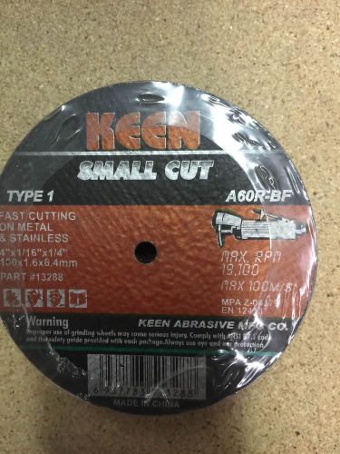 Keen #13285, 4&#034;x1/16&#034;x1/4&#034; High Speed Metal/Stainless Cut Off Wheel, 5 pack