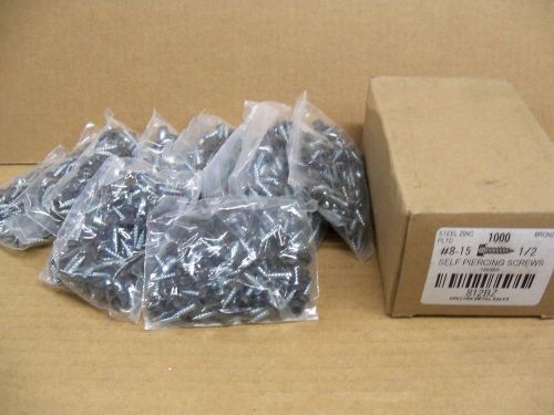 1000 #8-15 x 1/2&#034;Bronze Slotted Hex Washer Self-Piercing Zinc Sheet Metal Screws