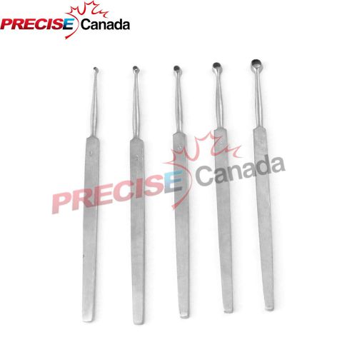 5PCS SET OF PIFFARD DERMAL CURETTES 6.25&#034; ENT MEDICAL INSTRUMENTS