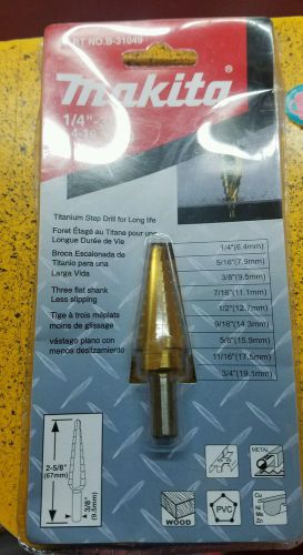 MAKITA D-31049 TITANIUM STEP DRILL FOR LONG LIFE 1/4&#034; - 3/4&#034;