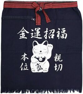 Sailing apron with pockets, front cover, below the knee length apron,manekineko