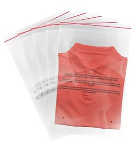 100 12&#034;x18&#034; Clear Peel and Seal 1.5 Mil Poly Bags with Suffocation Warning Print