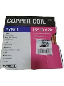 Everbilt 1/2&#034; ID X 20 FT Copper Coil  5/8&#034; OD Type L Copper Tubing
