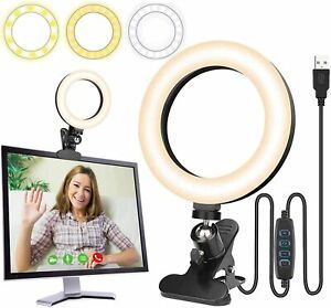 Whellen Clip On Ring Light for Computer/Laptop Monitor Self Broadcasting Ligh...