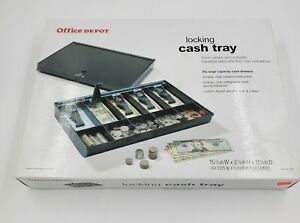 Office Depot Cash Coin Register Money Tray Security Lock Cashier Drawer Open Box