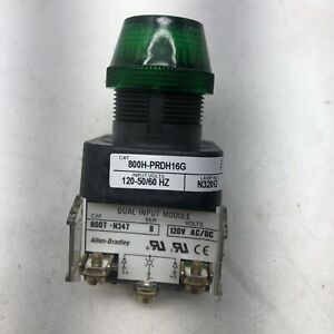 NEW ALLEN BRADLEY 800H-PRDH16G DUAL INPUT HIGH VISIBILITY GREEN PILOT LIGHT 120V