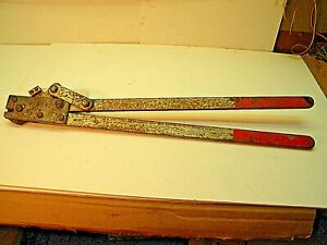 Vintage 25 in. Crimper /Swager; Cable, Lineman tool