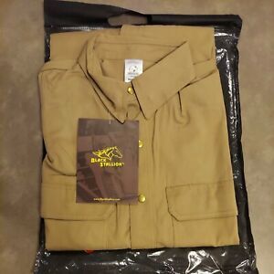 Black Stallion FS7-KHK 7oz Khaki FR Cotton Longsleeve Workshirt Medium New!