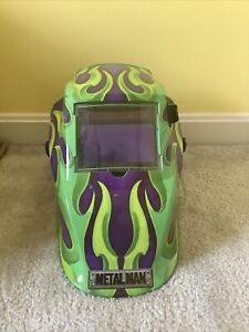 Welding Helmet Purple Green Flames