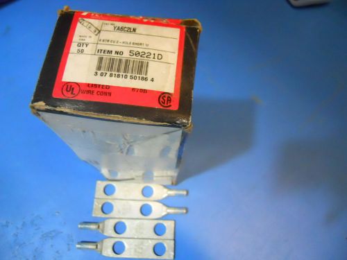 Lot 50x new burndy #6 awg ya6c-2ln 6str cu 2- holle short length 7/8 blue for sale