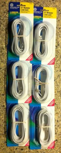 Lot of 6 - 12&#039; Modular Line Cord - White