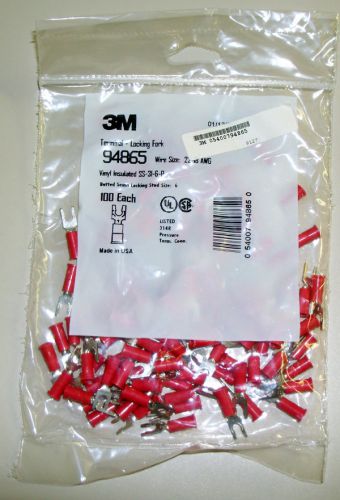 100 pcs 3M 94865 Terminal-Locking Fork Red 22-18 AWG