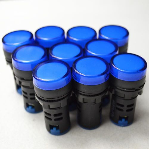 10pcs new 110v 22mm blue led indicator pilot signal light lamp for sale