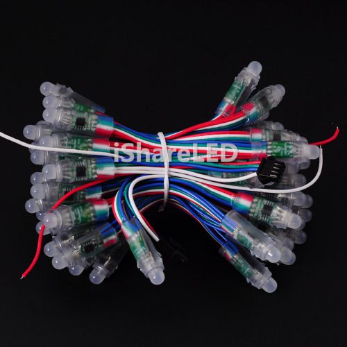 50Pcs 12V 12mm WS2811 Full Color advertising Pixel RGB LED String Module IP68 DC