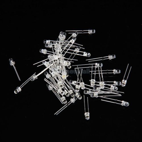 100pcs Diameter 3mm White LED Light Emitting Diodes -25°C-85°C 2000-3000MCD 20mA