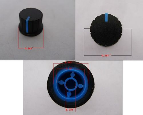 12pcs high quality 20x15mm Black&amp;Blue  Plastic VOLUME TONE CONTROL KNOB mah