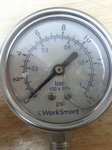 WorkSmart WS-PE-GAGE- - 2.5 SS 15PSI 1/4NPT BACK MNT LIQUD CASE GAUGE