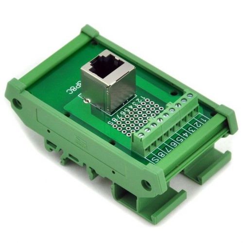 RJ45 8P8C DIN Rail Mount Interface Module, Vertical Header.