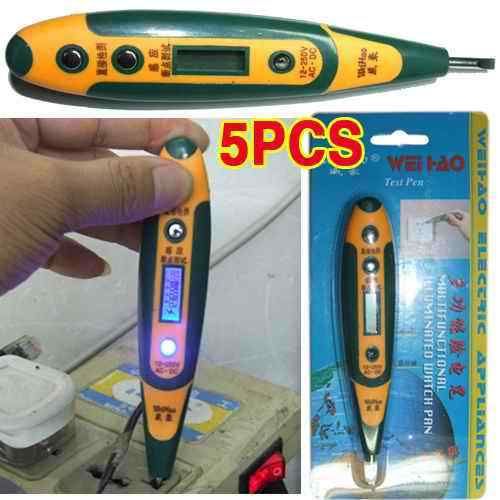 AC DC 12-250V Digital Current Voltage Tester Test 5PCS