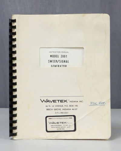 Wavetek Model 2001 Sweep/Signal Generator Instruction Manual