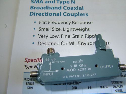 DIRECTIONAL COUPLERN  2 - 18GHz NARDA BROADBAND 20W SMA 4203-16