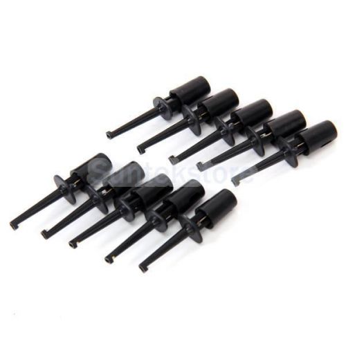 10 x Mini Grabber Test Hook Probe Spring Clip for PCB SMD IC Multimeter Black