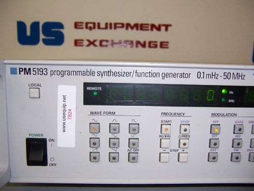 7824 phillips pm5193m programmable synthesizer / function generator 0.1-50mhz for sale