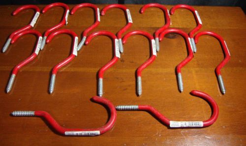 Lot of 12 N221-036 6&#034; X 3&#034; Vinyl Coated Bike Storage Screw In Storage Hooks