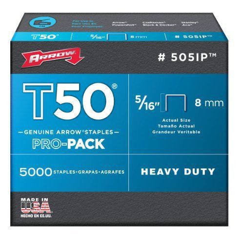 Arrow 505IP Genuine T50 5/16-Inch Staples, 5,000-Pack New