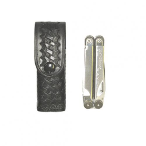 Stallion Leather LMW-2 Leatherman Wave Holder Black Basketweave Nickel Snap