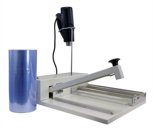 Shrink wrap machine heat sealer 12&#034;, heat gun &amp; 500&#039; film 010 for sale