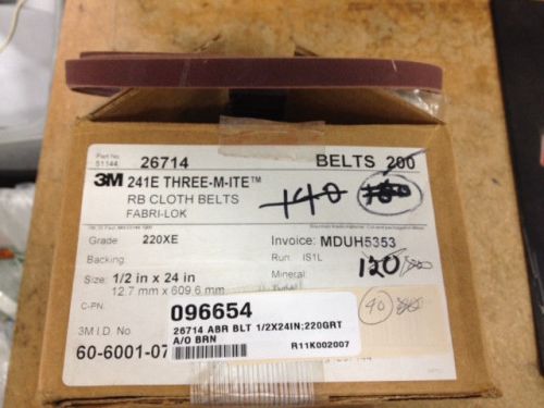 3M Abrasive Belt 1/2 x 24 220 Grit A/O Pack of 20