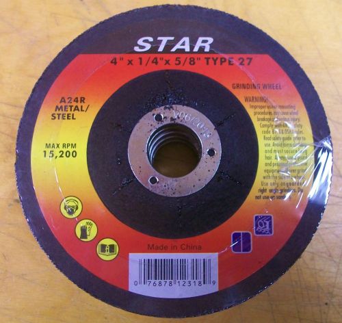 4&#034; x 1/4&#034; x 5/8&#034; Grinding Wheel Type 27 Metal 10pk