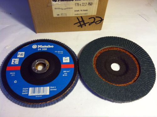 METABO ABRASIVE INC, 7&#034; X 7/8&#034; P60 GRIT,  ZIRCONIA FLAP DISCS EDP #24358