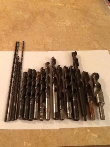 Machinist Lot Of 18 Hs Drill Bits Taper/ Straight Shanks 15/64 &#034;- 1&#034;