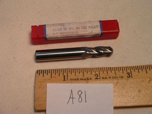 1 NEW TITAN 11/32&#034; DIAMETER CARBIDE END MILL. 4 FLUTE. BALL. USA MADE {A81}